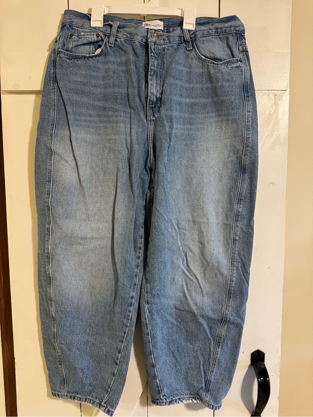 Zara light-wash barrel leg jeans